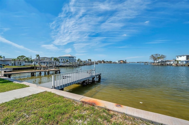 dock area with a water view