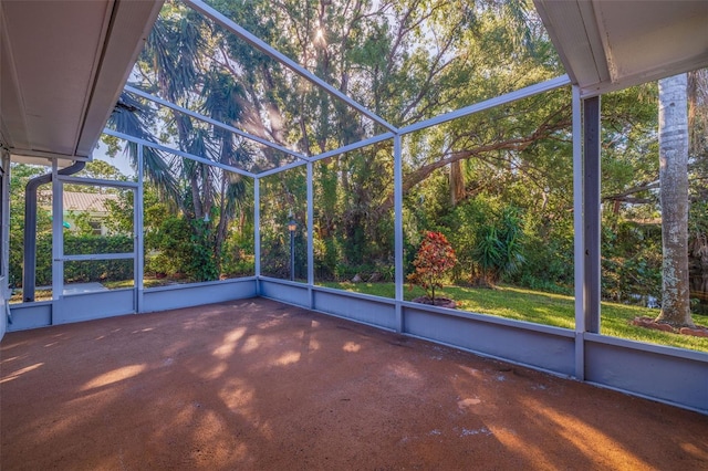 view of unfurnished sunroom