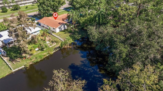 bird's eye view featuring a water view