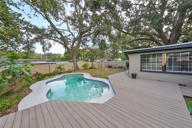 view of pool with a deck