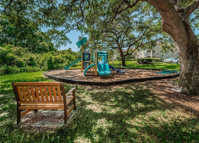 view of playground featuring a yard