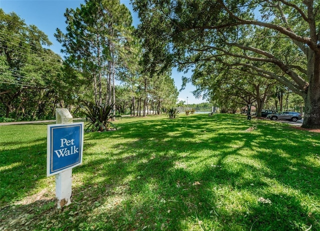 view of home's community with a lawn