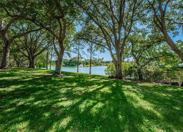 view of yard with a water view