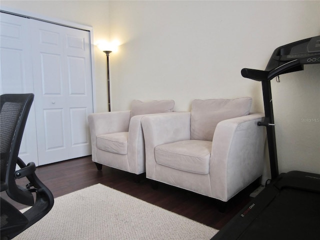 interior space with dark hardwood / wood-style flooring