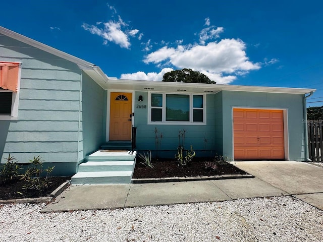 exterior space with a garage