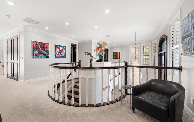 bar featuring baseboards and ornamental molding