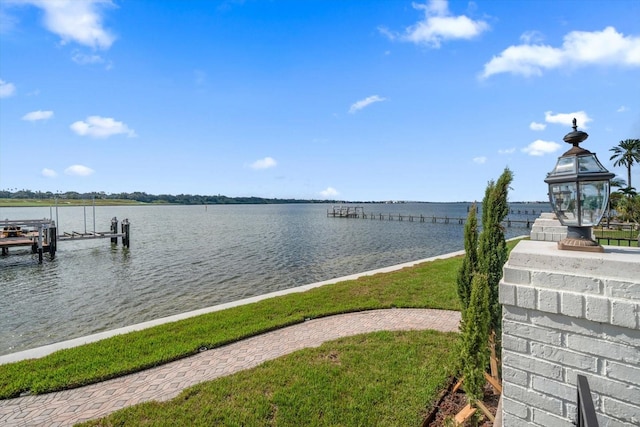 water view with a dock