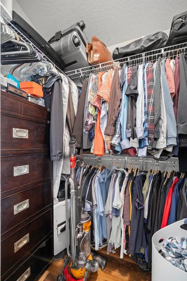 spacious closet with hardwood / wood-style flooring