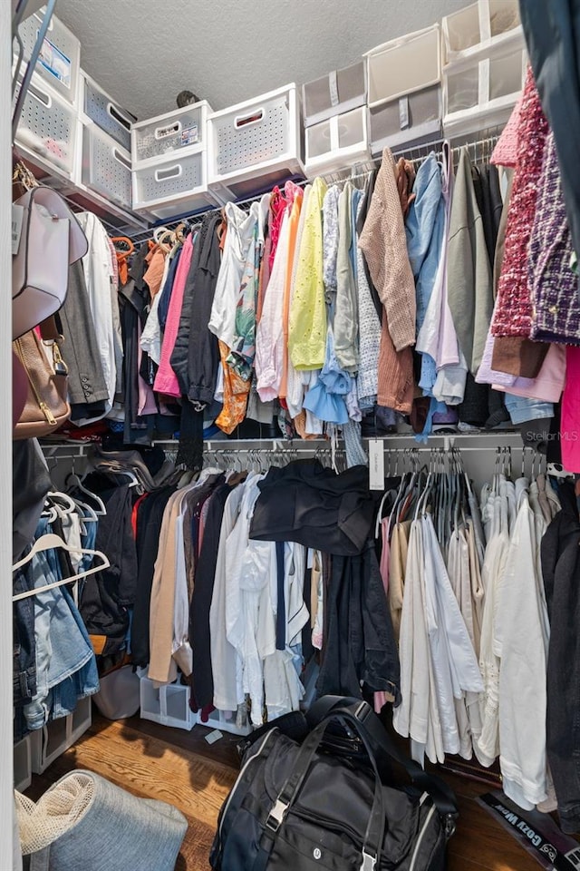 walk in closet featuring hardwood / wood-style flooring