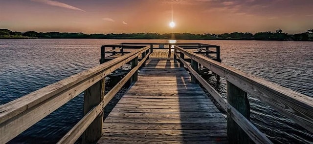 view of dock featuring a water view