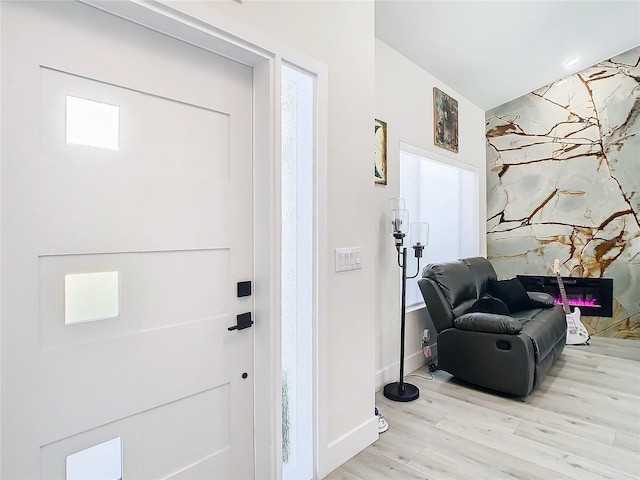 entrance foyer with light wood-type flooring