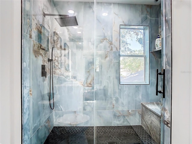 bathroom featuring walk in shower