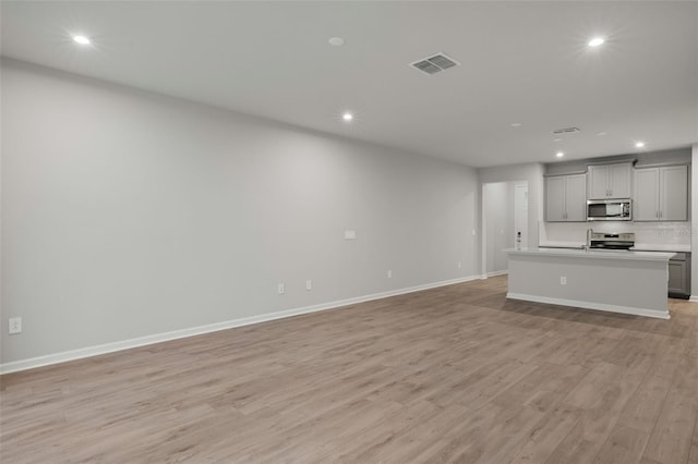 unfurnished living room featuring light hardwood / wood-style flooring