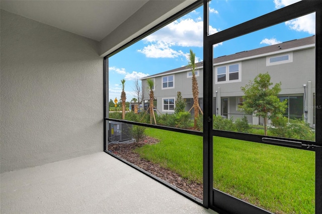 view of unfurnished sunroom