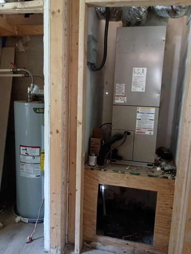 utilities with electric water heater and heating unit