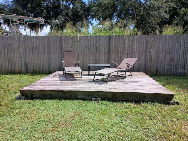 deck with a lawn