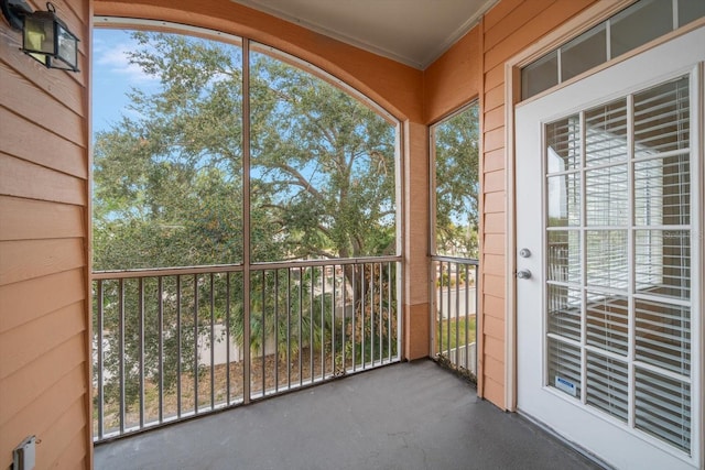 view of unfurnished sunroom