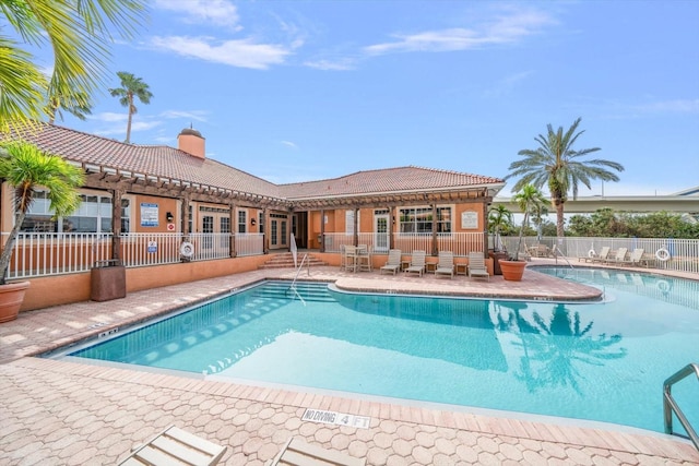 view of pool featuring a patio area