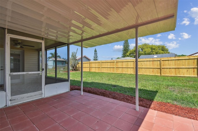 view of patio with ceiling fan