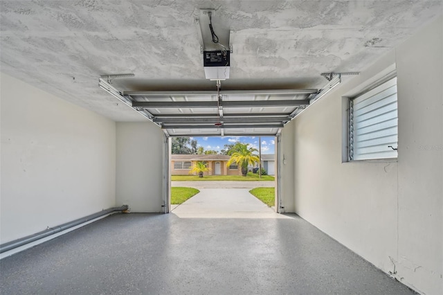 garage with a garage door opener