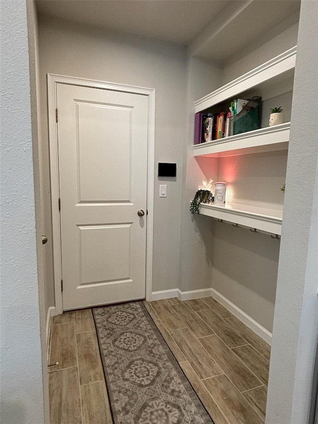 interior space with light hardwood / wood-style floors