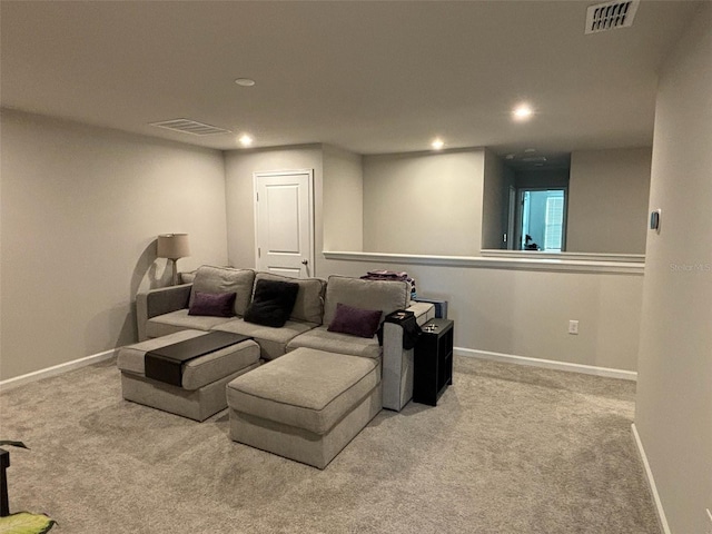 view of carpeted home theater room