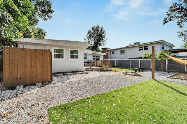 view of yard with a deck