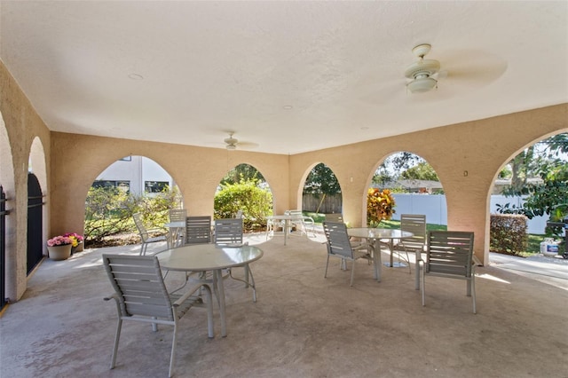 view of patio / terrace featuring ceiling fan