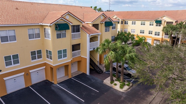 view of building exterior featuring a garage