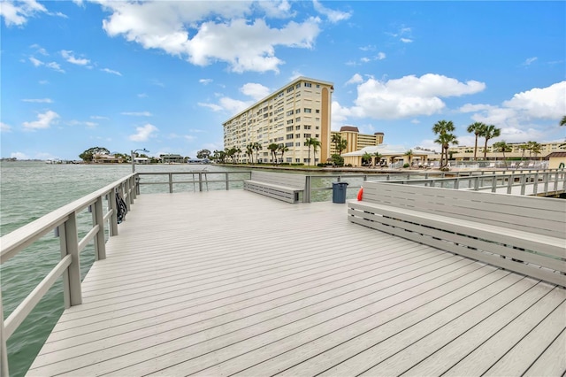 view of dock featuring a water view