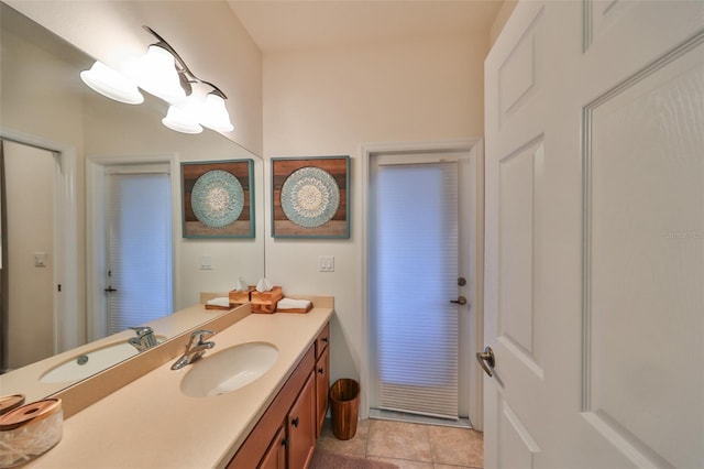 bathroom with vanity and tile patterned floors