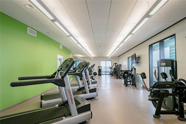 gym with visible vents