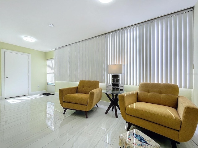 living area featuring light hardwood / wood-style floors