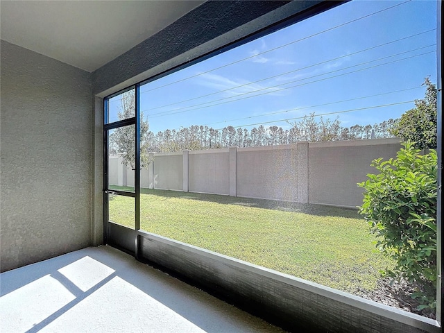 view of unfurnished sunroom