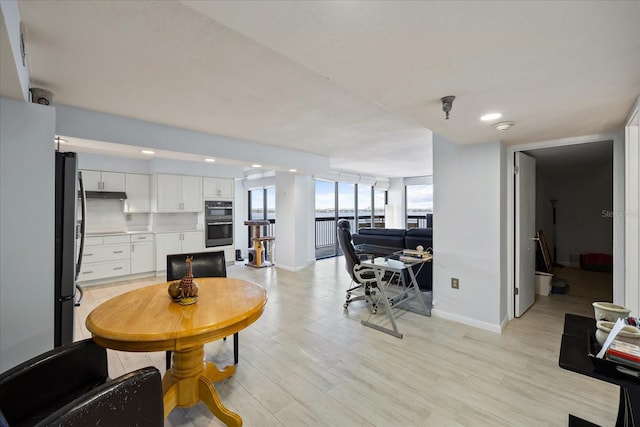 interior space with light hardwood / wood-style floors