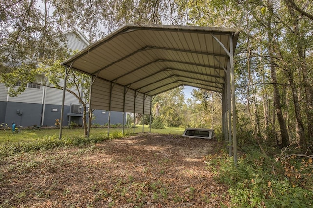 view of parking with a carport