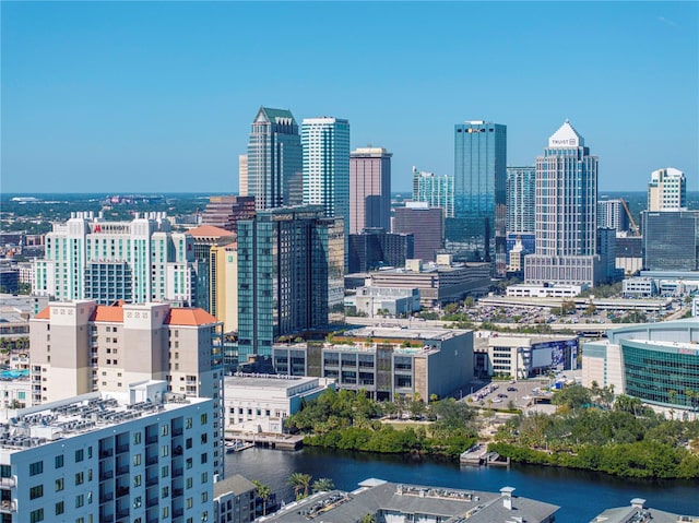 property's view of city with a water view