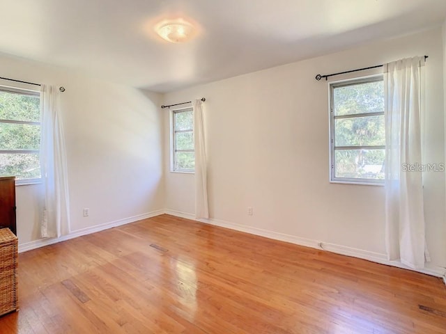 unfurnished room with light wood-type flooring and a healthy amount of sunlight