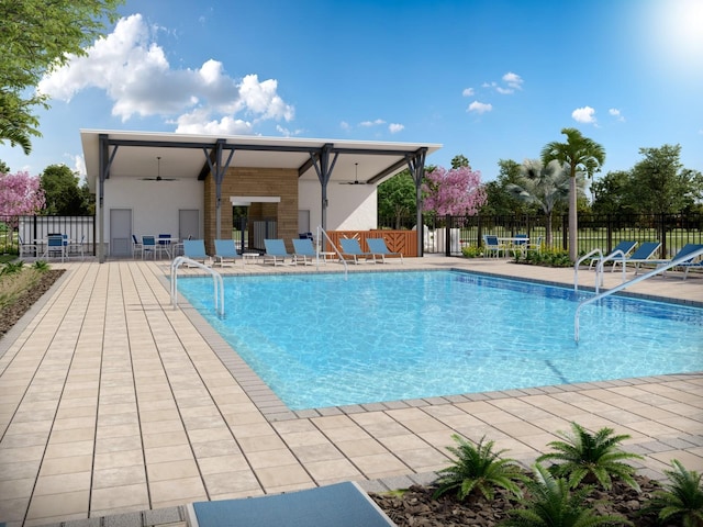 view of pool featuring a patio