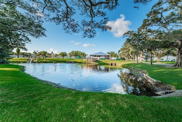 water view featuring a gazebo