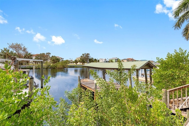 view of dock featuring a water view