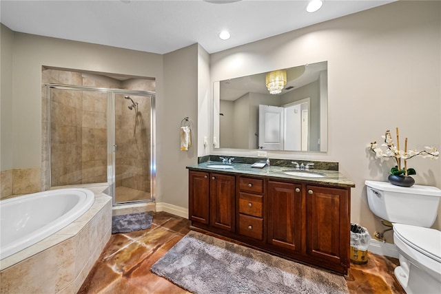 1209 E Cumberland Ave Unit 508, Tampa, FL 33602 - bathroom featuring toilet, a shower stall, a garden tub, and double vanity