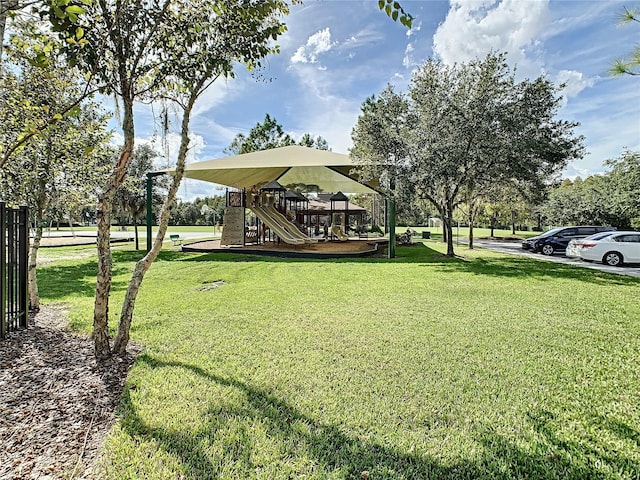 view of yard with a playground