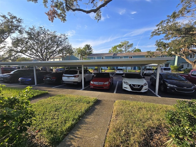 view of parking with a carport