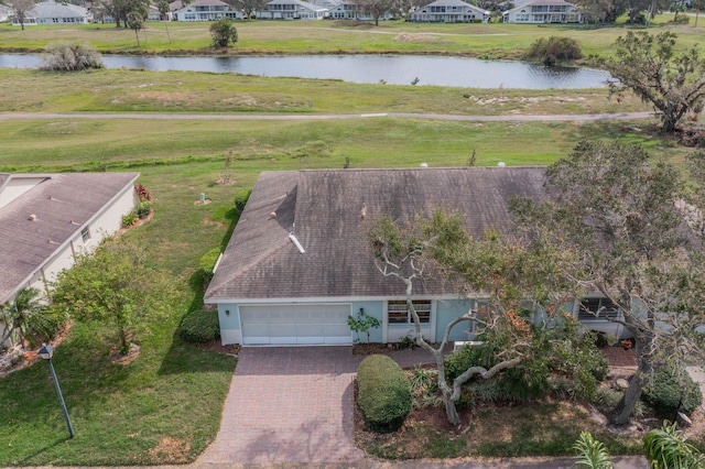 bird's eye view featuring a water view