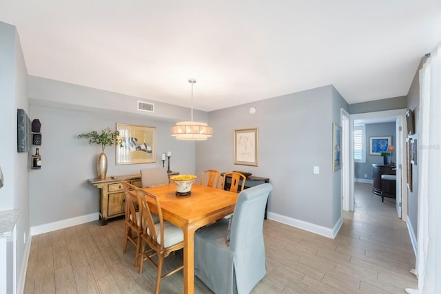 dining room with light hardwood / wood-style floors