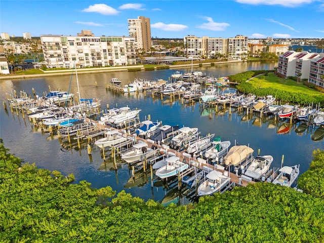 bird's eye view featuring a water view