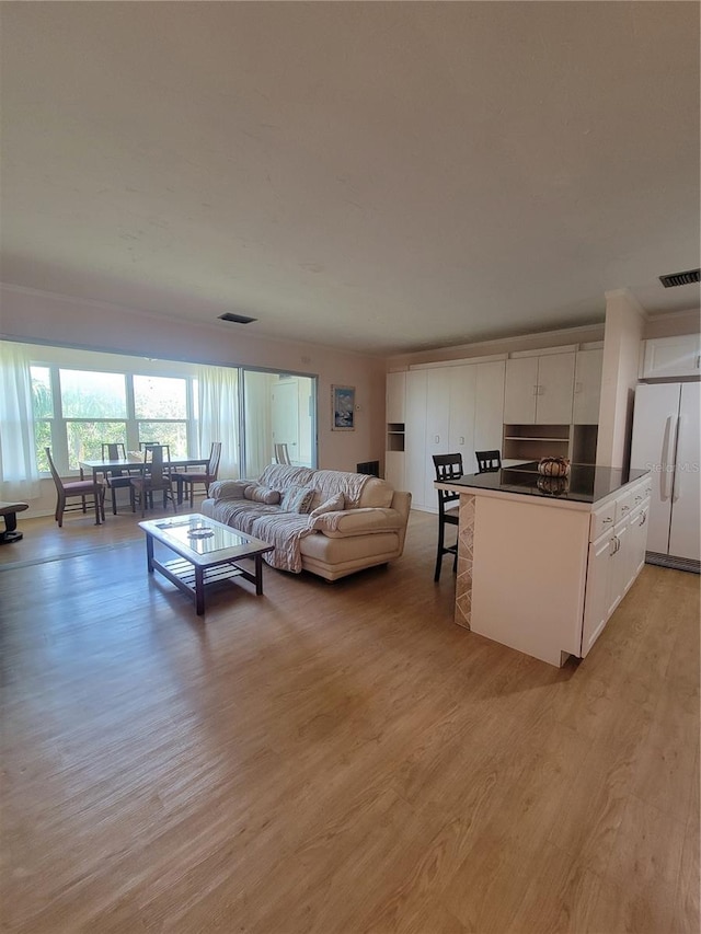 living room featuring light hardwood / wood-style flooring