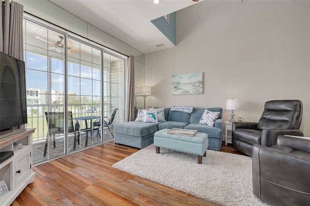 living room featuring wood-type flooring