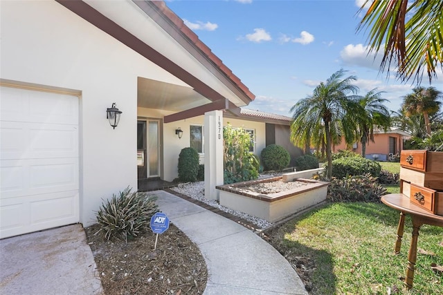 exterior space featuring a garage